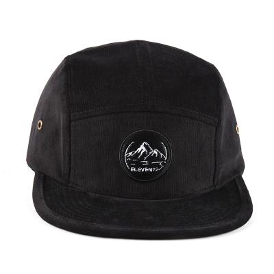 China Wholesale JOINT Custom Name Patch Embroidery Corduroy Bill Hat 5 Panel Flat Cap for sale