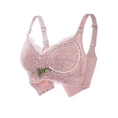 China Breathable Light Weight Plus Size Underwear Full Large Silky Nipple Enclosed Comfortable Soft Steel Ring Cup Mesh Side for sale