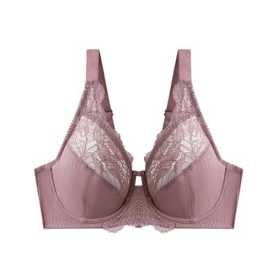 China Breathable Sexy Thin Cup Plus Size Bra Women's Large Size Breast Bra Large Size Bra Wireless Comfortable Tulle Nude Full Cup Lingerie for sale