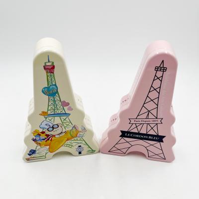 중국 The irregular EIFFEL TOWER SHAPE wholesale recyclable tin box metal box design gift box 판매용