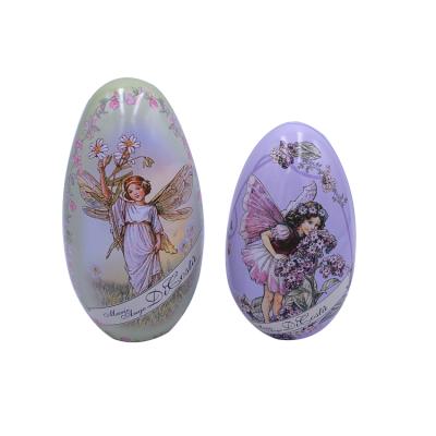 China Recycled Materials Easter Egg Tin Egg Shape Tin For Easter Holiday for sale