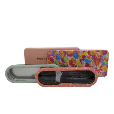 China High End Custom Colorful Set Empty Direct Recycled Materials Factory Pencil Stationery Tin Box With Hinge for sale