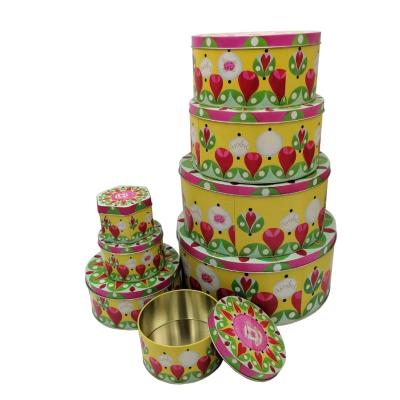 China Recycled Materials New Decorative Promotion OEM Custom Design Edible Grade Recycled Empty Round Tin Box for sale