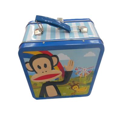 China Gift & Craft Customized Design Nice Rectangular Tin Lunch Box With Plastic Handle for sale