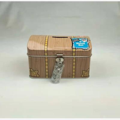 China Recyclable Metal Square Tin Coin Tin Box Coin Tin Container With Lock for sale