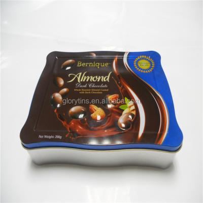 China Food Chocolate Packaging Tin Box With Unique Embossing Pretty Rectangular for sale