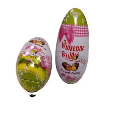 Cina Eco-friendly Recycled Materials OEM Promotional Lovely Large Empty Egg Shape Tin Box For Candy Packing in vendita