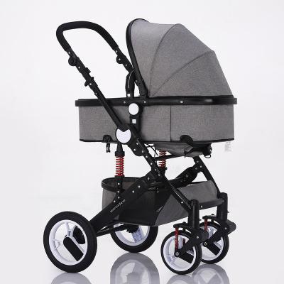 China Canvas high view 2 in 1 reversible bassinet frame aluminum baby stroller with a touch brake and adjustable height handle bar for sale