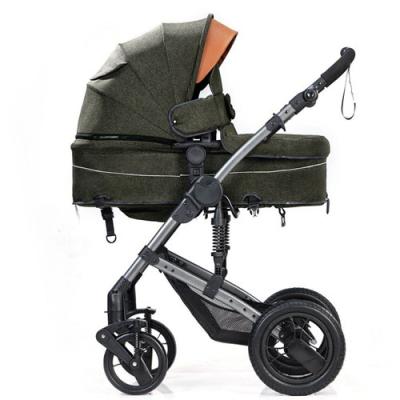 China Cheap Canvas High Frame 2 in 1 Classic Design High Quality Steel Frame Baby Stroller with Adjustable Hand Bar Detachable Front Bar for sale