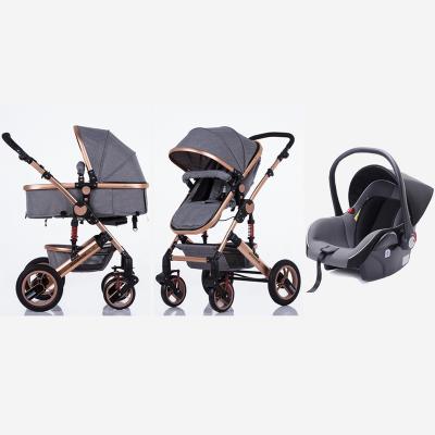 China High Quality Lycra Aluminum Frame Fabric Canvas Baby Stroller 3 in 1 for sale