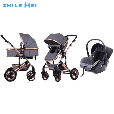 China 2018 Canvas High Landscape Baby Stroller Aluminum Foldable Pram 3 In 1 for sale