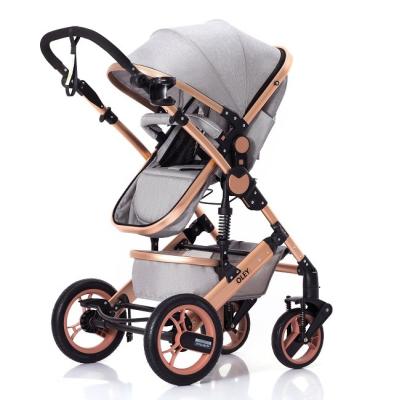 China Baby Stroller High View Baby Carrier Luxury Canvas Pram Chinese Supplier Sale 3 Directly In 1 Leather Custom OEM Customized Frame Logo for sale