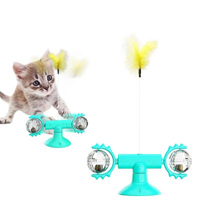 China Wholesale Viable Pet Wheel Feather Windmill Interactive Magic Cat Toy For Cats Turntable for sale