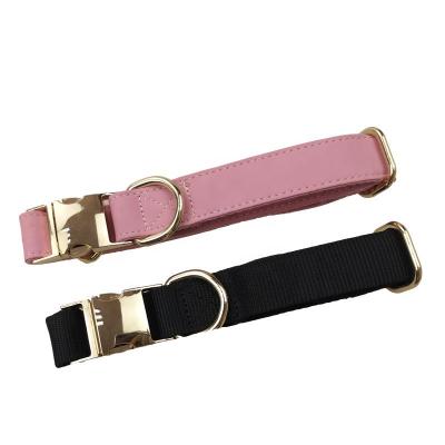 China China Wholesale Custom Made Viable Pet Leather Nylon Dog Collar With Buckle for sale