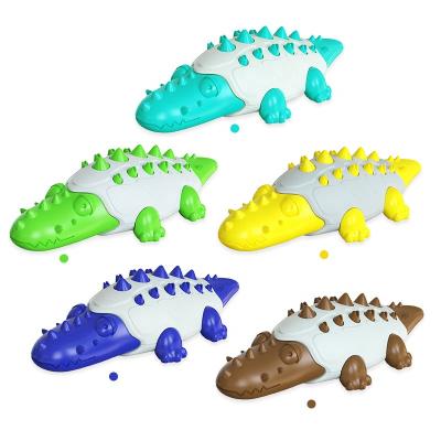 China Sustainable Crocodile TPR Dog Feeding Chewing Toys For Puppies Teether for sale