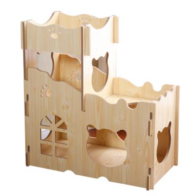 China Manufacturers Hot Selling Simulation Wooden Cat House Wood Grain Breathable for sale