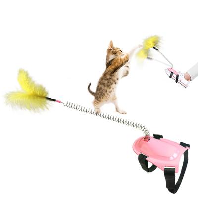 China Small Viable High Quality Private Label Feet Pet Temptress Cat Feather Teasing Stick for sale