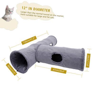 China Sued Plush Pet Tube Viable Tunnel Cat Toy With Ball For Cats for sale