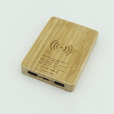 China Green Bamboo Power Bank Mobile Phone Good Quality Products Custom Logo 5000mAh Mini Wireless Mobile Power for sale