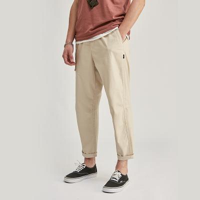 China RTS Factory SABIN anti-pilling waist designer elastic trousers culottee de hombre men high quality summer fashion loose fit twill trousers khaki trousers for sale