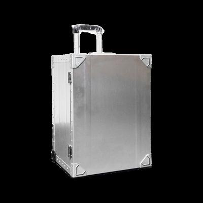 China Lightweight High Quality Portable Waterproof Kitchen Storage Case Outdoor Camping Aluminum Box With Trailer Wheel for sale