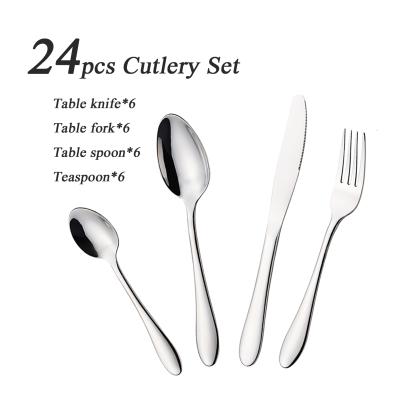 China Viable Cutlery 24pcs Restaurant Flatware Cutlery Set Stainless Steel Wholesale Cutlary Set for sale