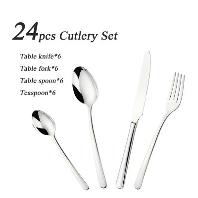 China Sustainable Cutlery Set Stainless Steel Set Flatware Life Elegant Cutlery 24 - Piece Dinnerware Fork Spoon Knife for sale