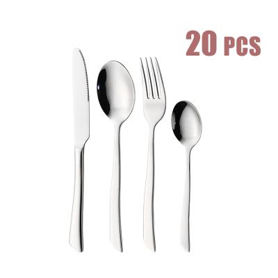 China Sustainable 20 Piece Silverware Stainless Steel Fork Knife Spoon Flatware Cutlery Set for sale