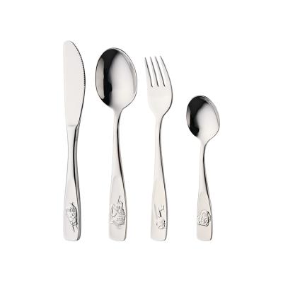 China Sustainable Kids Stainless Steel Cutlery Flatware Fork Knife Spoon Set Character Kids Silverware for sale