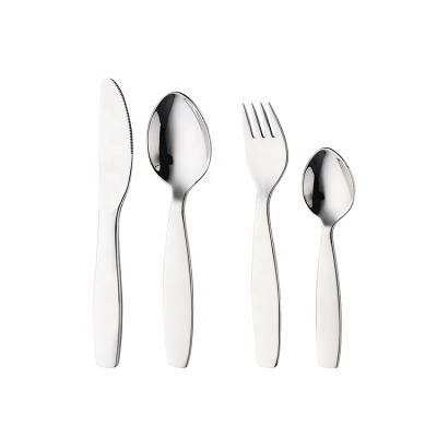 China Cute Kids 304 Stainless Steel 4pc Cutlery Set Sustainable Healthy Material Spoon Knife Fork for sale