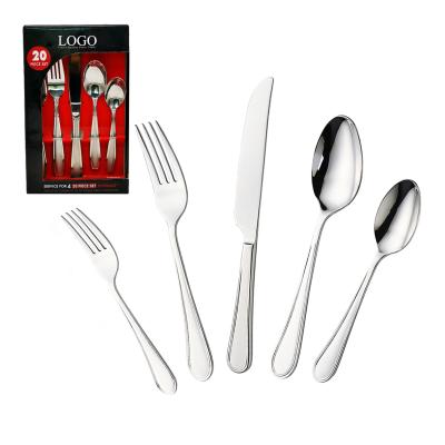 China Sustainable Silver Cutlery 20-Piece Classic Stainless Steel Dinnerware Cutlery Sets Service For 4 for sale