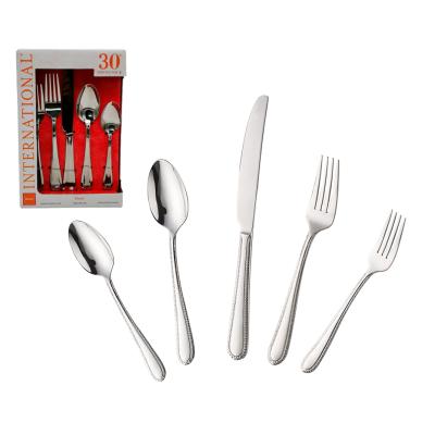 China Sustainable Modern Luxury 30-Piece Cuttlery Cubiertos Stainless Steel Fork Spoon And Knives Sets With Gift Box for sale