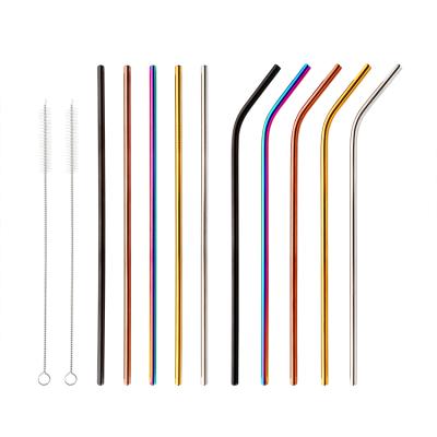 China Viable Colored Titanized 304 Stainless Steel Drinking Straw Color Metal Straw for sale