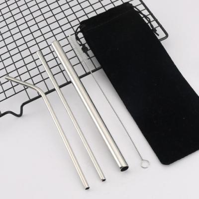 China Viable Colorful 304 Stainless Steel Straws Metal Straws 4PCS Set Metal Drinking Straw In Velvet Pouch for sale