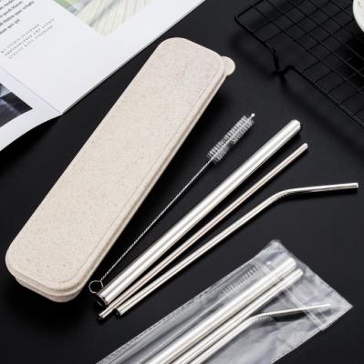 China Sustainable 4pcs 304 Stainless Steel Drinking Straws Long Straws With Box for sale