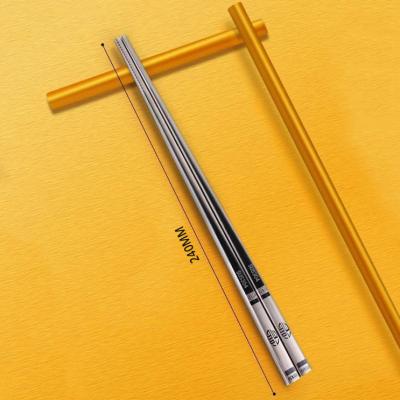 China Viable Chinese Silver 304 Stainless Chopsticks Set Blessing Steel Chopstick High Temperature Resistance for sale