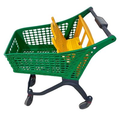 China Unfolding Wholesale 100L Plastic Folding Retail Supermarket shopping Cart With Wheels for sale