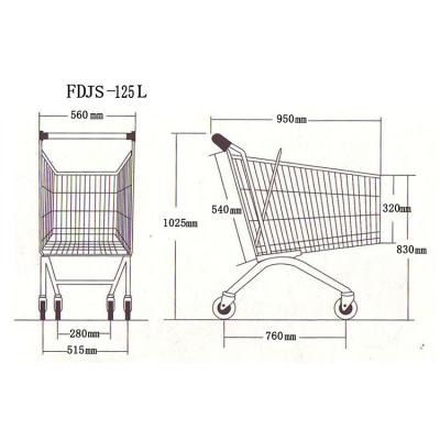 China Unfolding Large Capacity 4 Wheel Metal Adult Hand Push Supermarket Shopping Trolley for sale