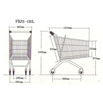 China Unfolding Wholesale Asian Style 150L Metal Super Market Supermarket Shopping Trolley for sale