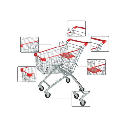 China Durable Heavy Duty 4 Wheels Metal Supermarket Shopping Trolley Cart With Seat for sale