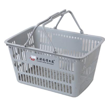 China 1) Supermarket 2)stores Factory price Durable Plastic double Handle supermarket shopping basket for sale