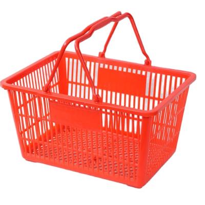 China 1) Supermarket 2)stores Multicolor Two Handle Foldable Plastic Supermarket Baskets Shopping Basket for sale