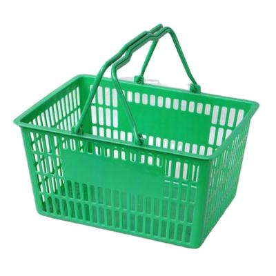 China 1) Supermarket 2)stores Multicolor Two Handle Foldable Folding Plastic Supermarket Shopping Basket for sale