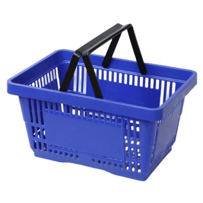 China 1) Supermarket 2)stores Factory Price Double Handle Stackable Pp Plastic Shopping Basket For Supermarket for sale