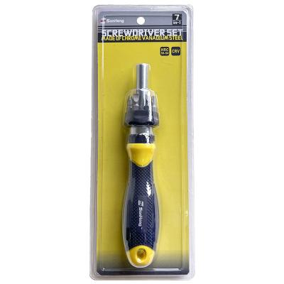 China High Quality Flexible Extension Plastic 7 in 1 Ratchet Screwdriver Set for sale