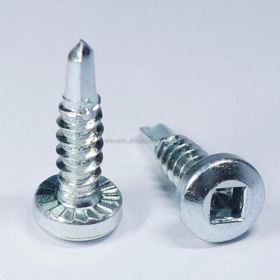 China C-1022 Carbon Steel Pan Head Square Drive Serration Under Main Drawing Thread Self Drilling Screw for sale