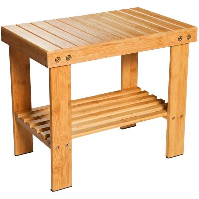 China Modern Multifunctional Bamboo Bathroom Shower Bench Chair Durable Waterproof Stool for sale