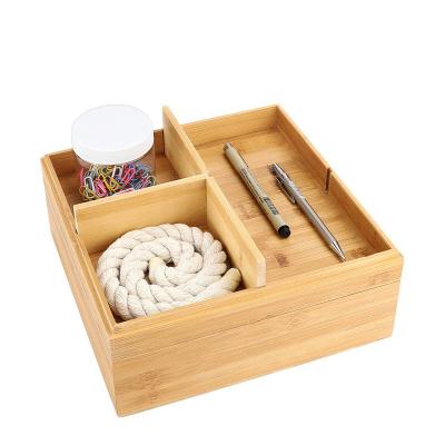 China Large Natural Adjustable Storage Freshness Storage Bamboo Box Organizer With Lid for sale