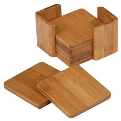 China Sustainable Wholesale Square Bamboo Coaster Set Eco-Friendly Bamboo Cup Coaster Set New Design Handmade Custom Wood Coaster Bamboo Cup Mat for sale