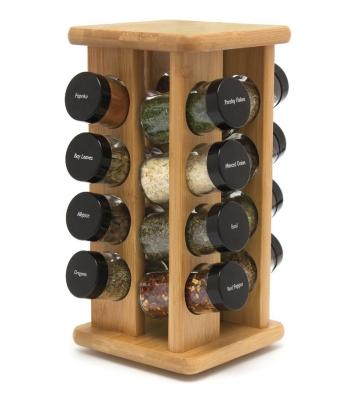 China Sustainable Countertop 16-Jar Bamboo Spice Rack Organizer , Wooden Spice Rack Holder for sale